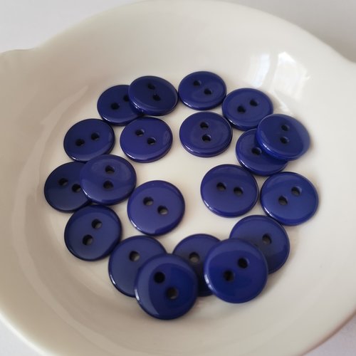 10 boutons résine 4 trous 10 mm bleu marine
