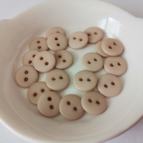 10 boutons résine 4 trous 10 mm beige x 10