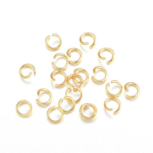 20 anneaux dorés 4 mm acier inoxydable