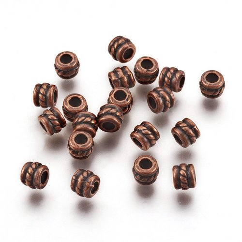 20 perles métal intercalaire 4 x 5 mm cuivre rouge