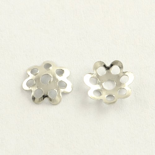 50 coupelles fleur 8 mm argenté