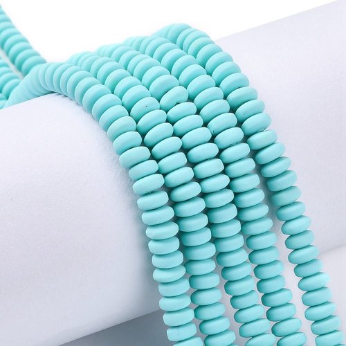 20 perles pâte polymère rondelle 6/7 mm vert bleu