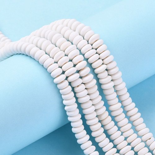 20 perles pâte polymère rondelle 6/7 mm blanc