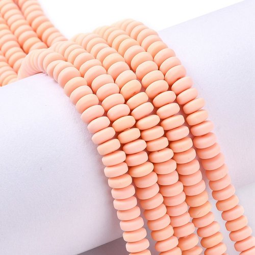 20 perles pâte polymère rondelle 6/7 mm saumon