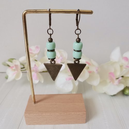 Kit boucles d'oreilles pendentif métal et perles colonne