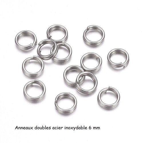 20 anneaux doubles 6 mm acier inoxydable