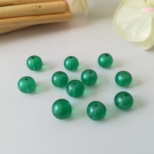 20 perles en verre 8 mm verte