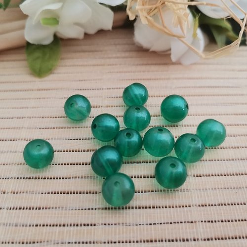 20 perles en verre 8 mm verte