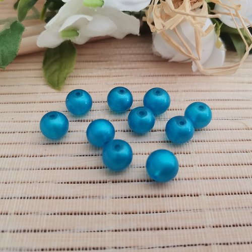 20 perles en verre peint opaque 8 mm bleu