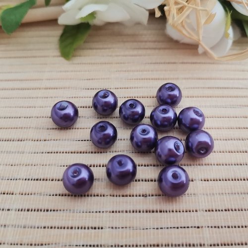 20 perles en verre nacré 8 mm violet