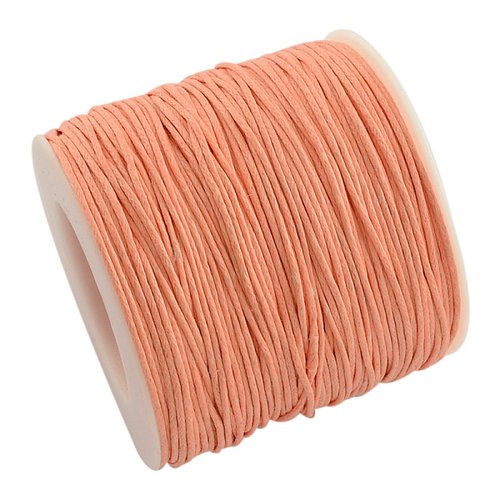 5 m fil coton ciré saumon 1 mm