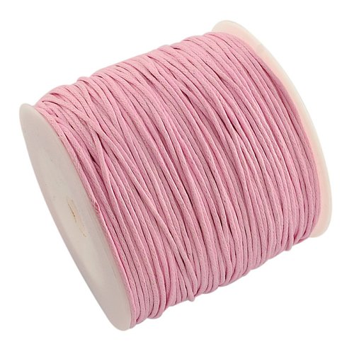 5 m fil coton ciré rose 1 mm
