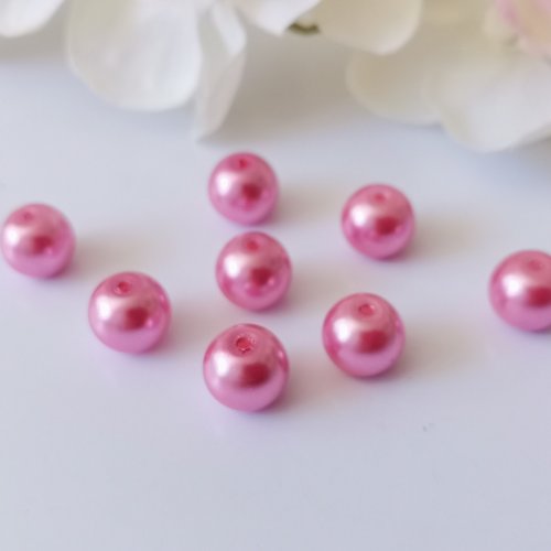 10 perles en verre nacré 10 mm rose