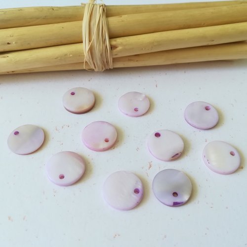 10 sequins nacre 13 mm mauve
