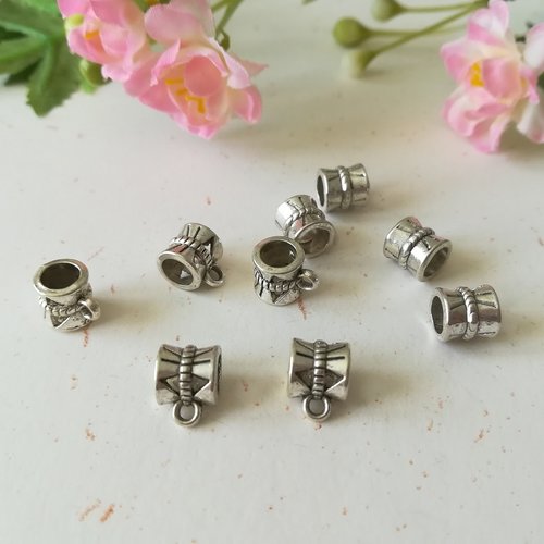 10 bélières 10 mm argent mat ajouré