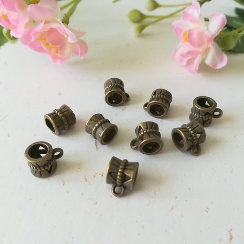 10 bélières 10 mm bronze ajouré