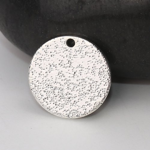 14 pendentifs rond 12 mm argenté