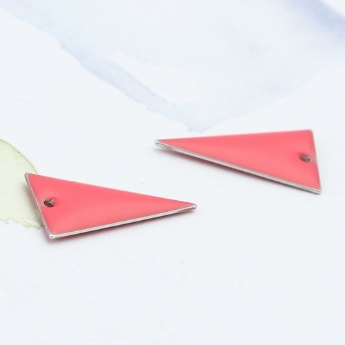 6 pendentifs sequin émail triangle 22 x 13 mm corail