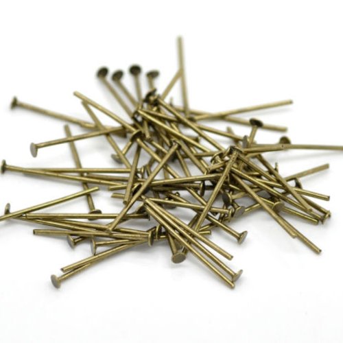 50 clous tiges à tête plate bronze 3.5 cm