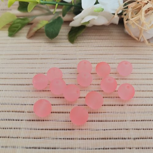 20 perles en verre dépoli 8 mm saumon