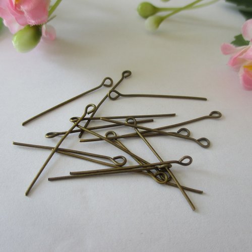 50 clous tiges à tête œil bronze 3 cm