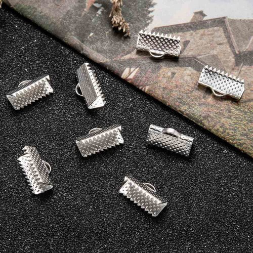 50 fermoirs griffes 13 mm argent mat