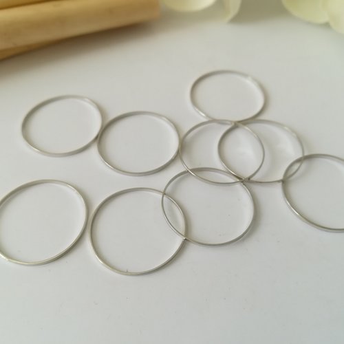 20 anneaux connecteur 20 mm argent mat