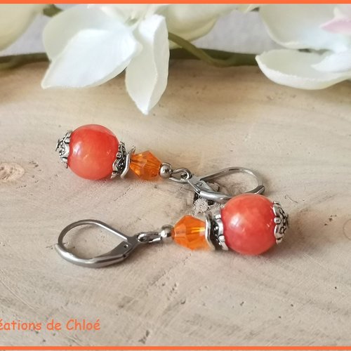 Kit boucles d'oreilles acier inoxydable et perles jade