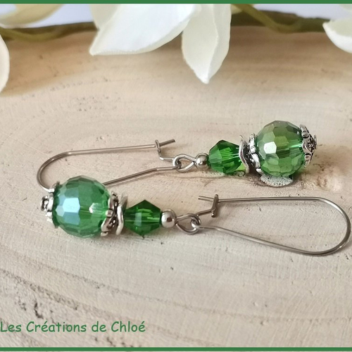 Kit boucles d'oreilles acier inoxydable et perles en verre laqué