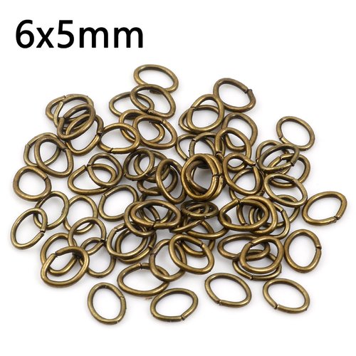 20 anneaux ovale jonction ouvert 6 x 5 mm bronze
