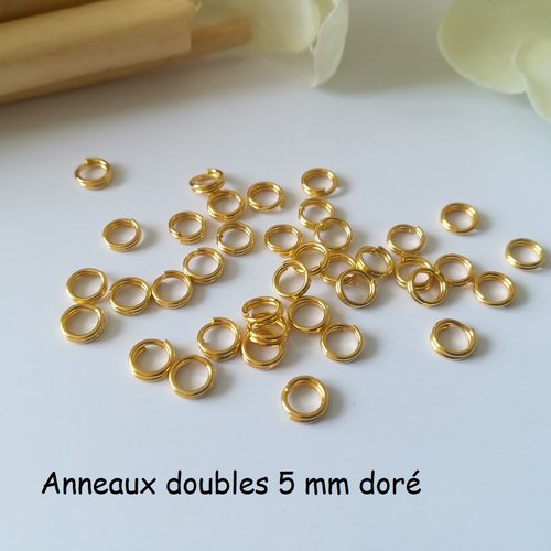 100 anneaux doubles 5 mm doré