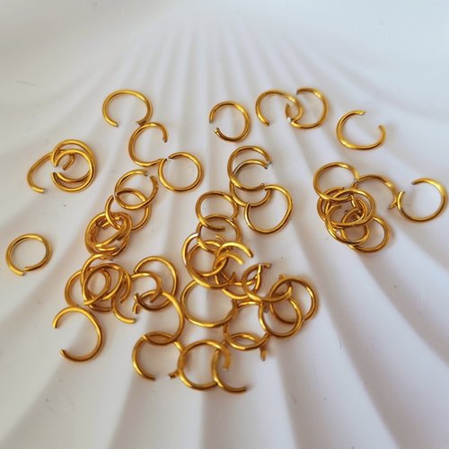 20 anneaux 6 mm jonction ouvert jaune or