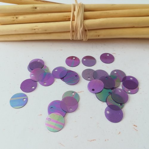 50 sequins pvc violets à reflets 10 mm