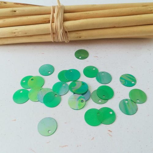 50 sequins pvc verts à reflets 10 mm