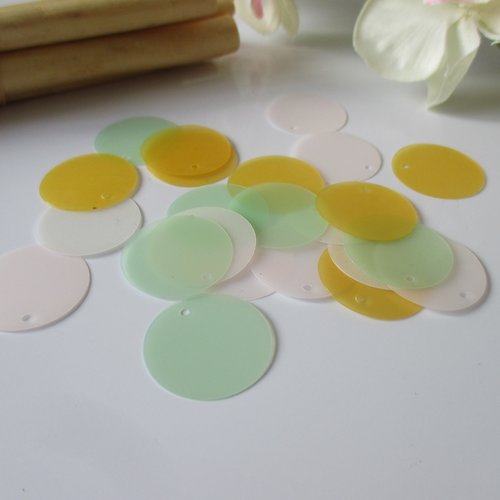 20 sequins pvc multicolore clair 19 mm