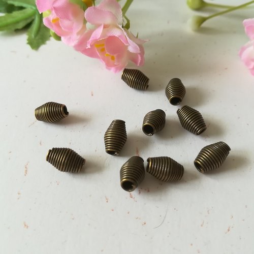20 perles métal ovale forme ressort 9 x 6 mm bronze