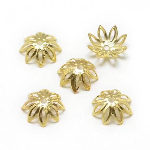 50 coupelles filigrane fleur doré 10 mm