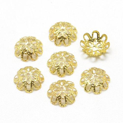 50 coupelles filigrane fleur doré 10 mm
