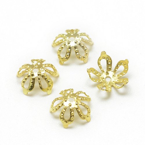 50 coupelles filigrane fleur dorées 8 mm