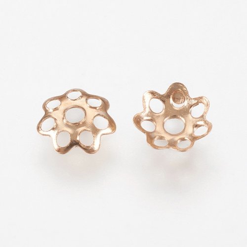 50 coupelles or rose/clair fleur 6 mm