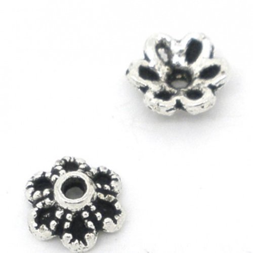 20 coupelles fleur 6 mm argent mat