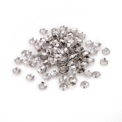 50 coupelles fleur 4 mm argent mat