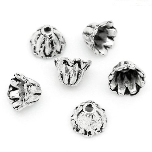 55 coupelles cloche 7 mm argent mat