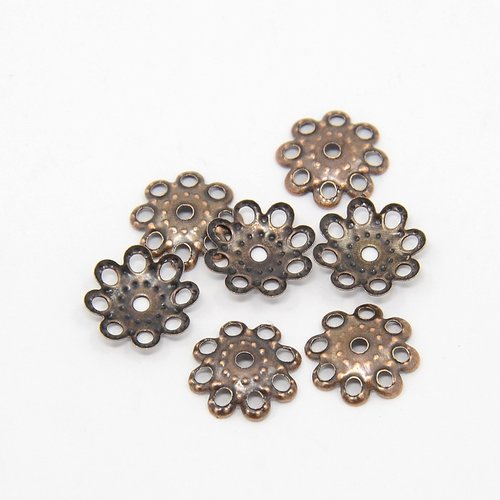 30 coupelles fleur 10 mm cuivre rouge