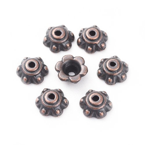 24 coupelles fleur 6 mm cuivre rouge