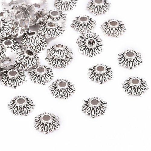 20 coupelles fleur 8 mm argent mat