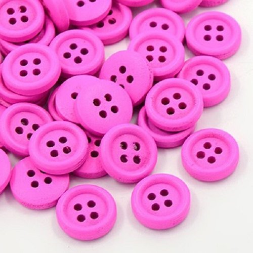 10 boutons bois 20 mm rose