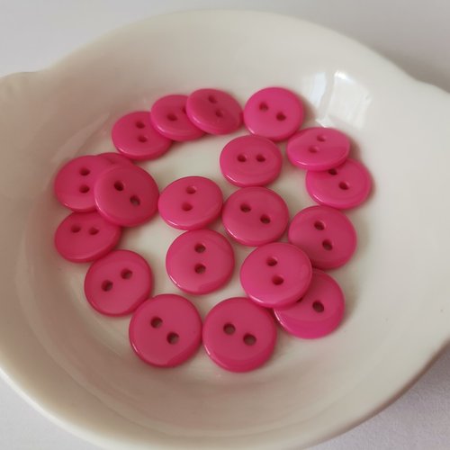 10 boutons résine 4 trous 10 mm fuchsia