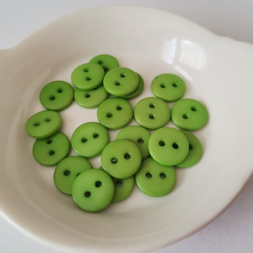 10 boutons résine 4 trous 10 mm vert pomme