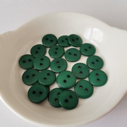 10 boutons résine 4 trous 10 mm vert foncé